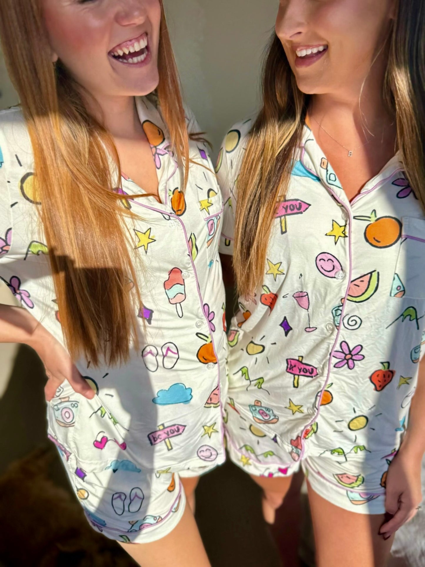 Beautiful Women’s Matching Pajama Sets, Short-Sleeve Bamboo PJ Loungewear Set, Softest Bridemaids Sleepwear, Cute Short PJs, Best Friend Gift for Her
